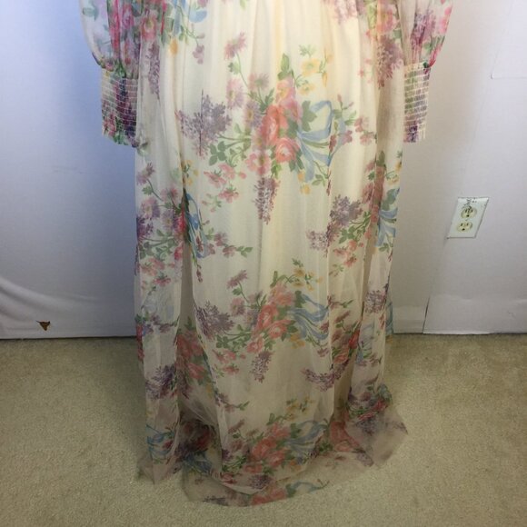 Baltic Born Floral Maxi Dress in Cream and Pink w long sleeves - Picture 12 of 15